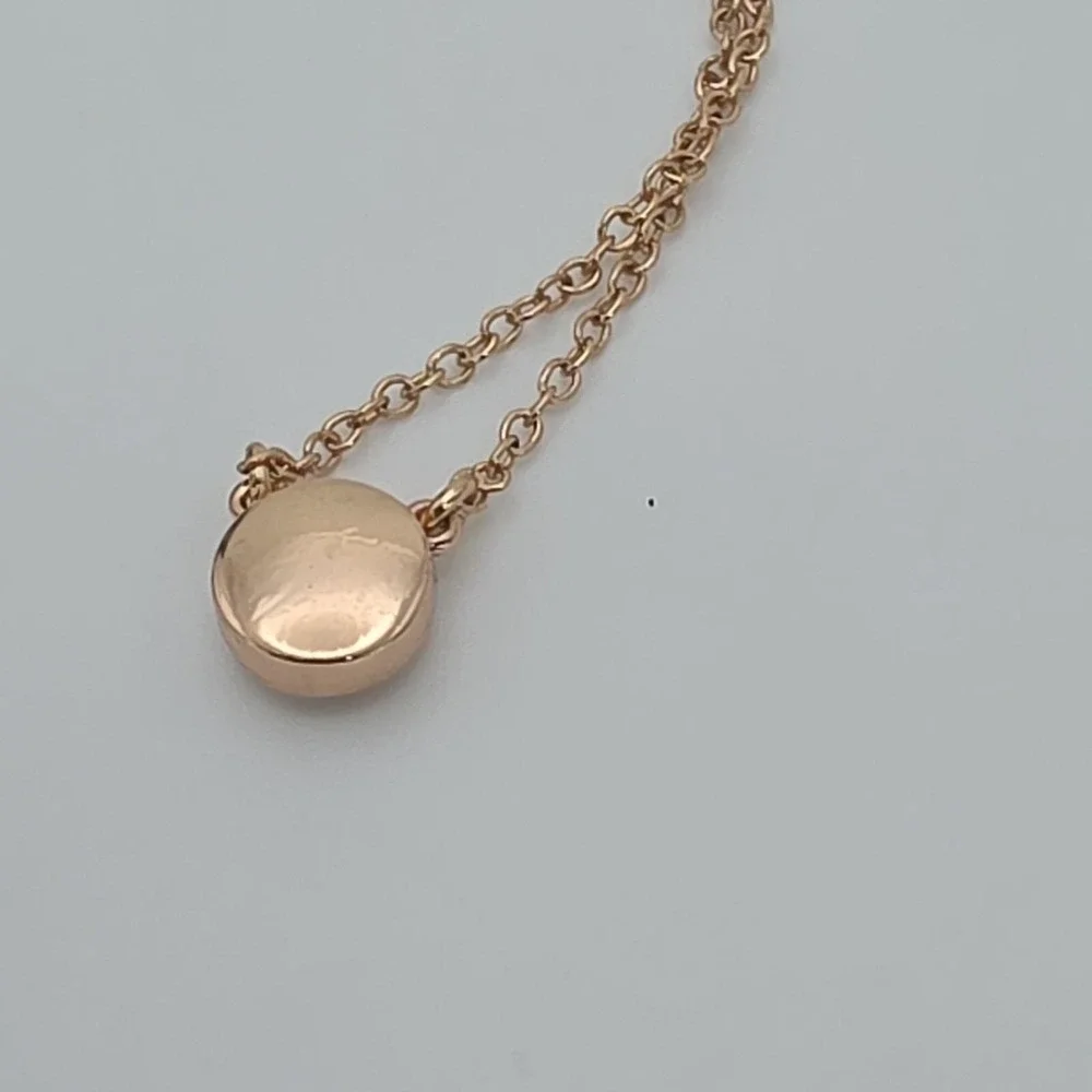 Vtg COACH Necklace Open Circle Crystal Pendant Rose Gold Plate‎ Round Link 18